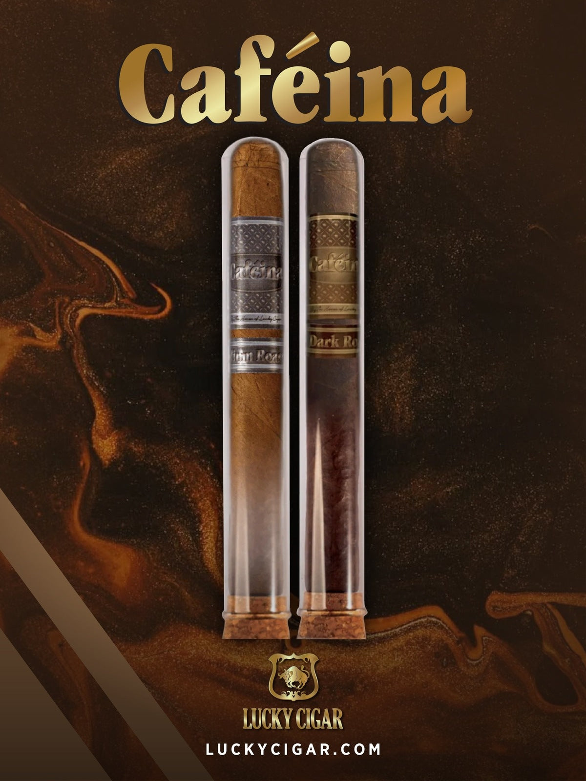 Infused Cigars: Set of 2 Cafeina Roast Cigars in Crystal - 1 Dark 6x50, 1 Medium 6x50