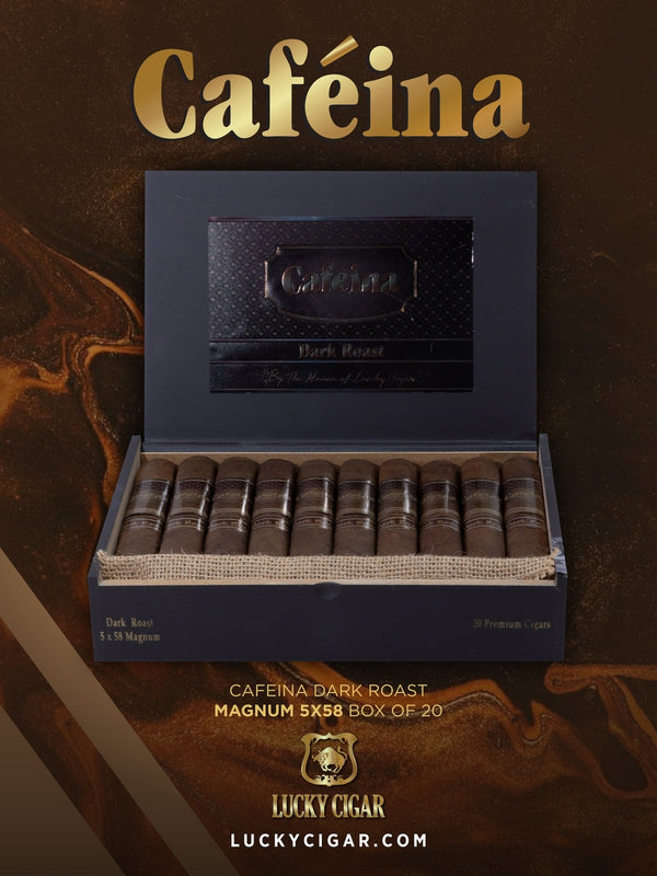 Infused Cigars: Cafeina Dark Roast Box Press Magnum 5x58 Box of 20 Cigars
