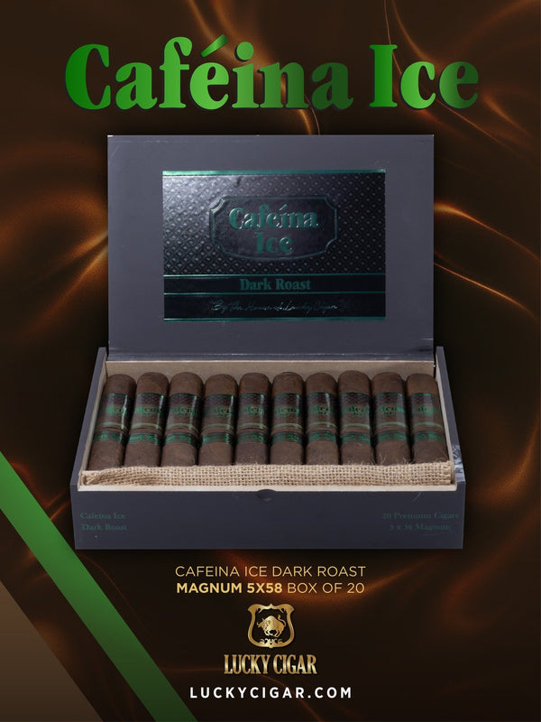 Infused Cigars: Cafeina Ice Dark Roast Magnum 5x58 Cigar Box of 20