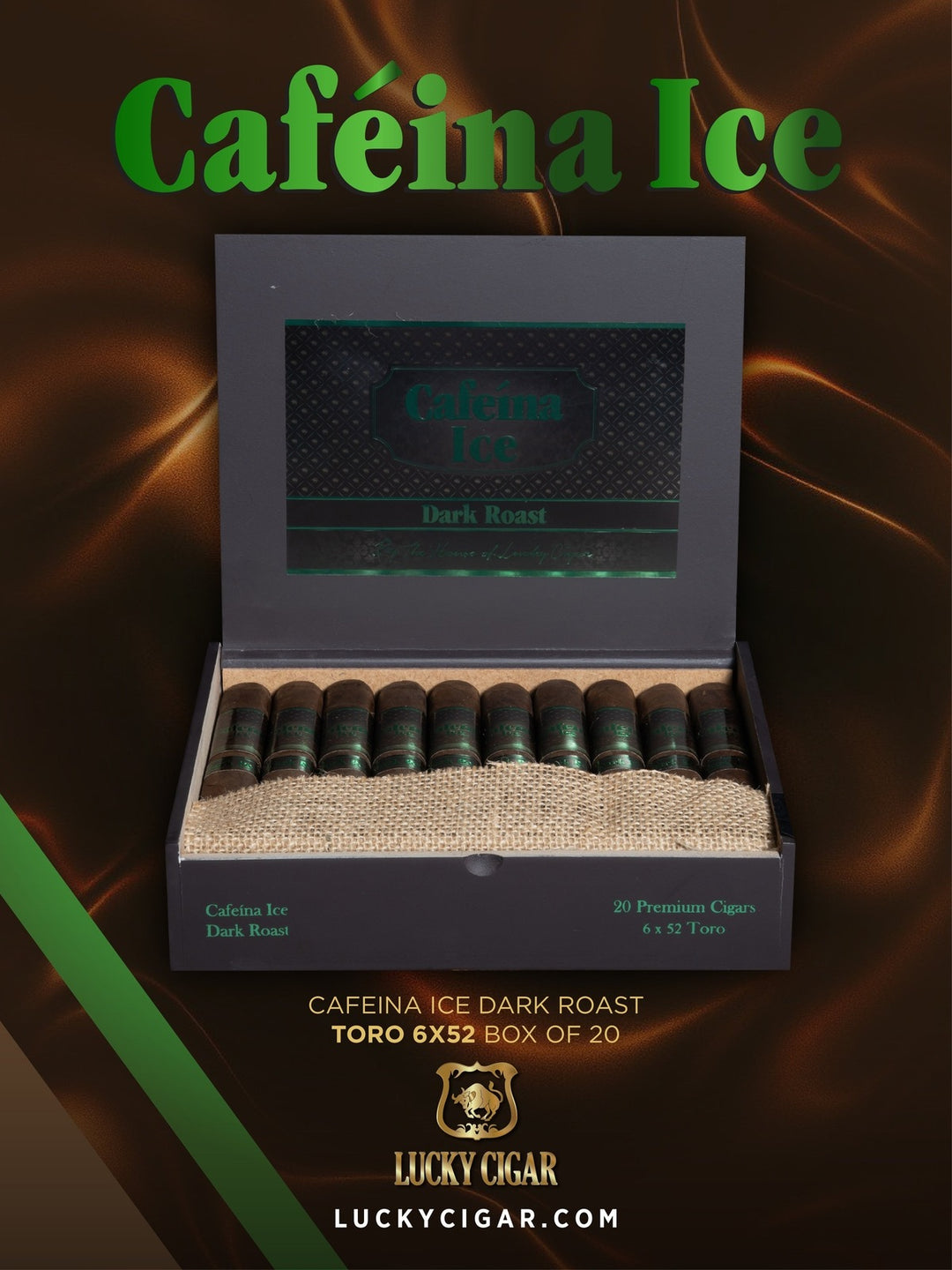 Infused Cigars: Cafeina Ice Dark Roast Toro 6x52 Box of 20 – Lucky
