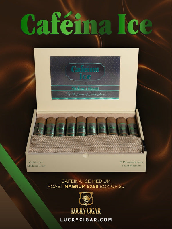 Infused Cigars: Cafeina Ice Medium Roast Magnum 5x58 Cigar Box of 20