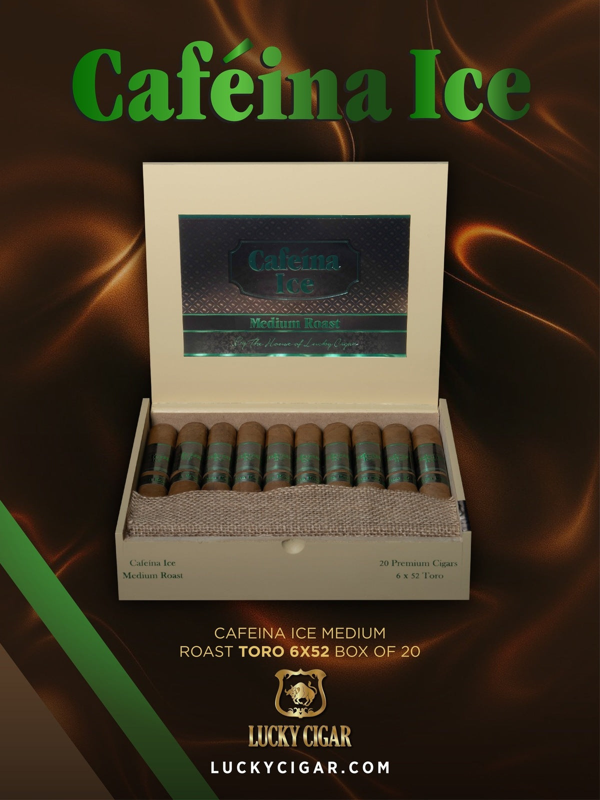 Infused Cigars: Cafeina Ice Medium Roast Toro 6x52 Box of 20 Cigars