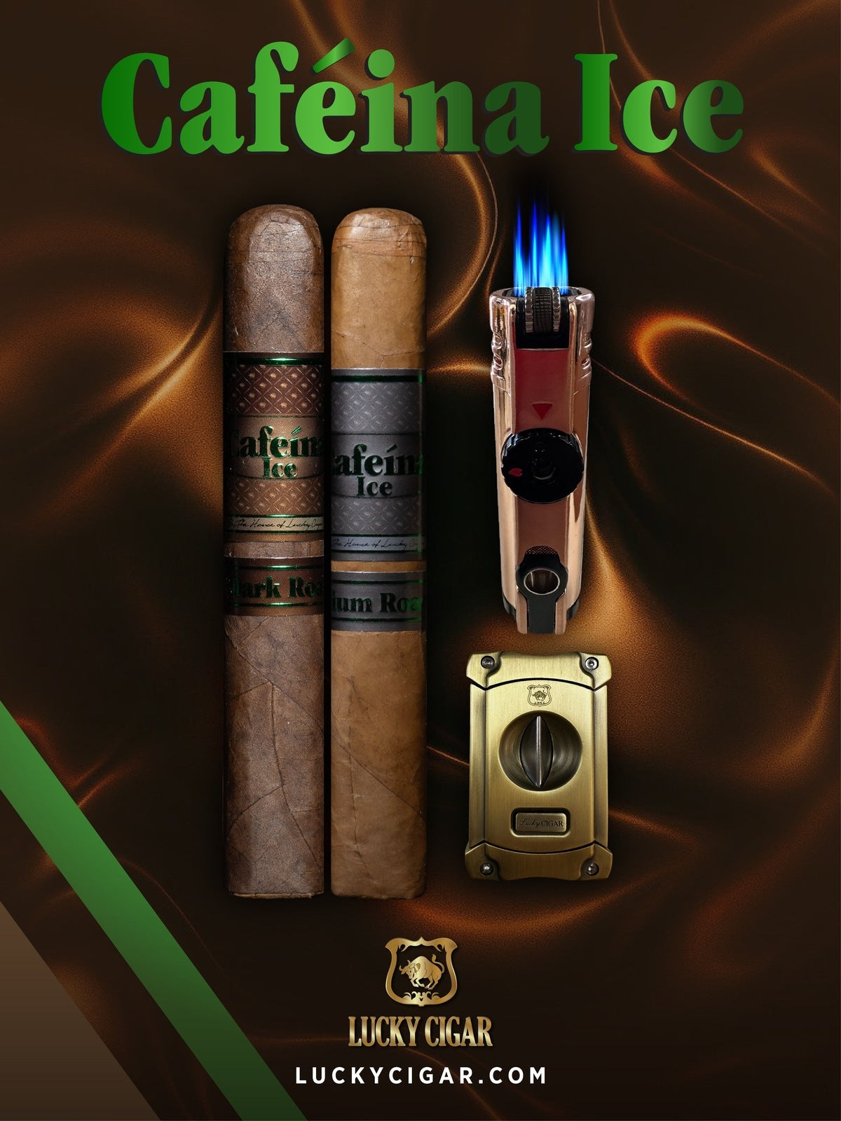 Lucky Cigar Sampler Sets: Set of 2 Cafeina Corona Cigars with Torch, Cutter