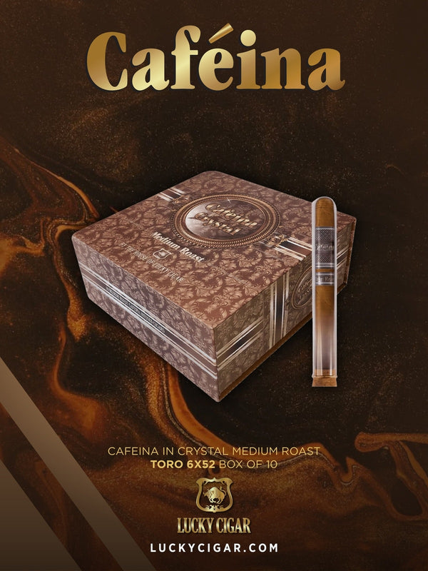 Infused Cigars: Cafeina Medium Roast Toro 6x52 Box of 10 in Crystal Tubes