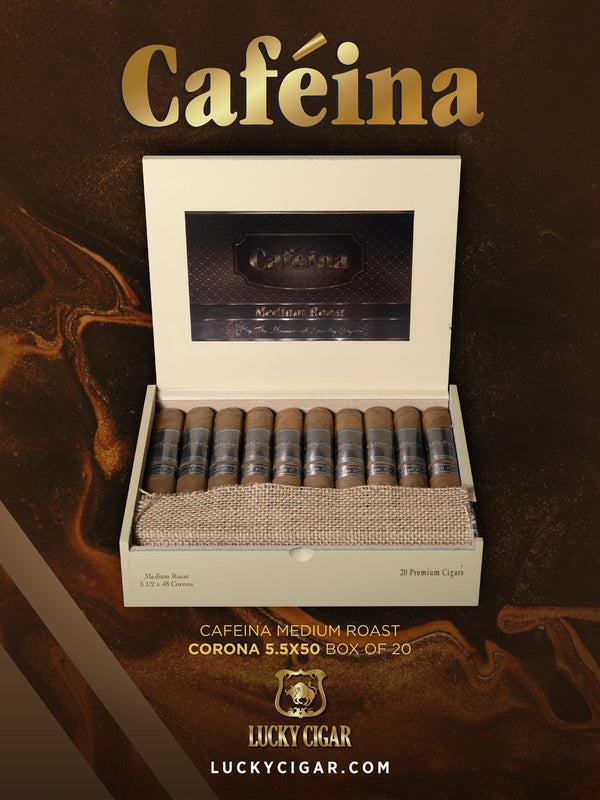 Infused Cigars: Cafeina Medium Roast Corona 5.5x50 Box of 20 Cigars