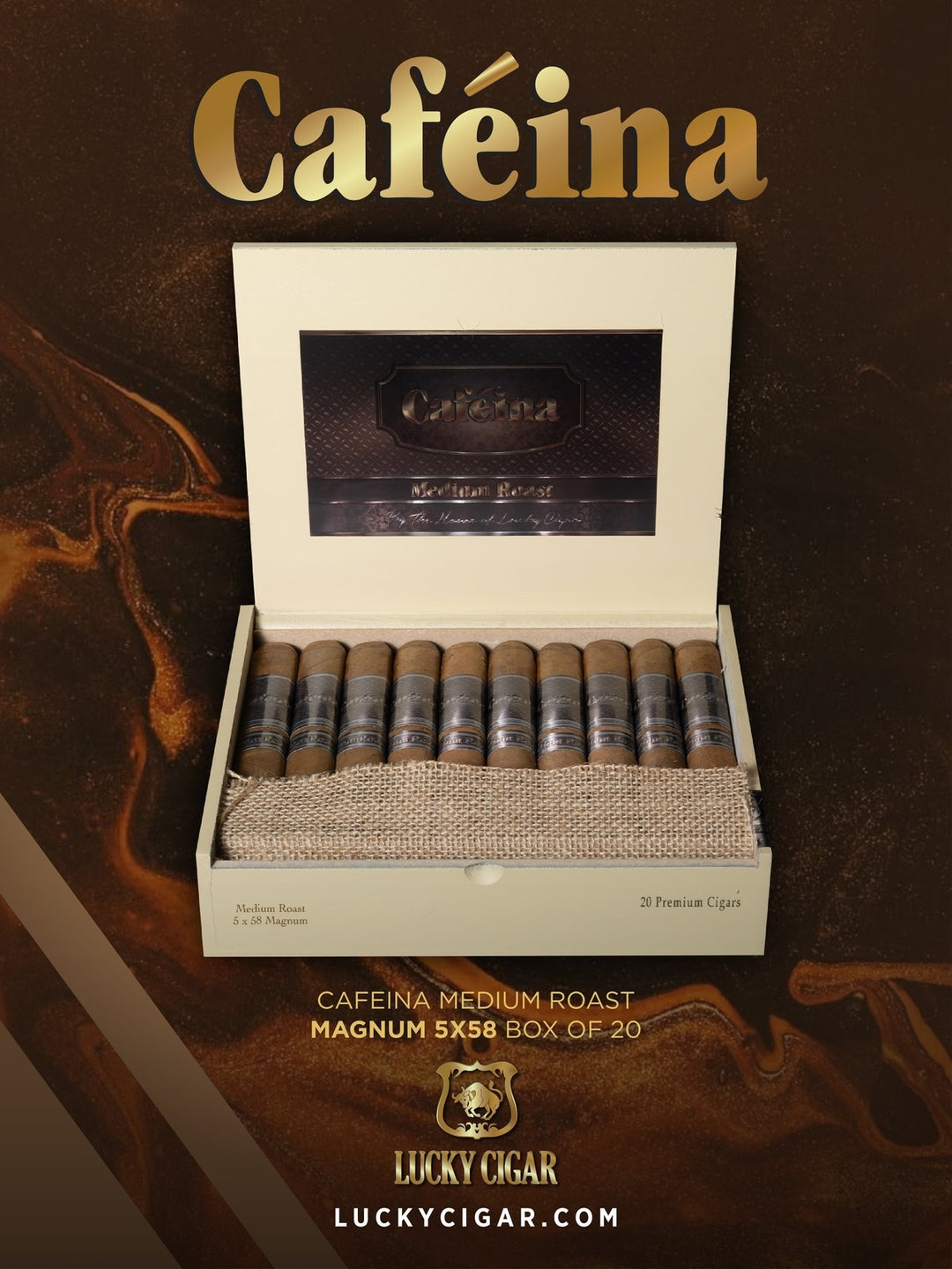 Cafeina Medium Roast 5x58 Cigars Box of 20 – Lucky Cigar