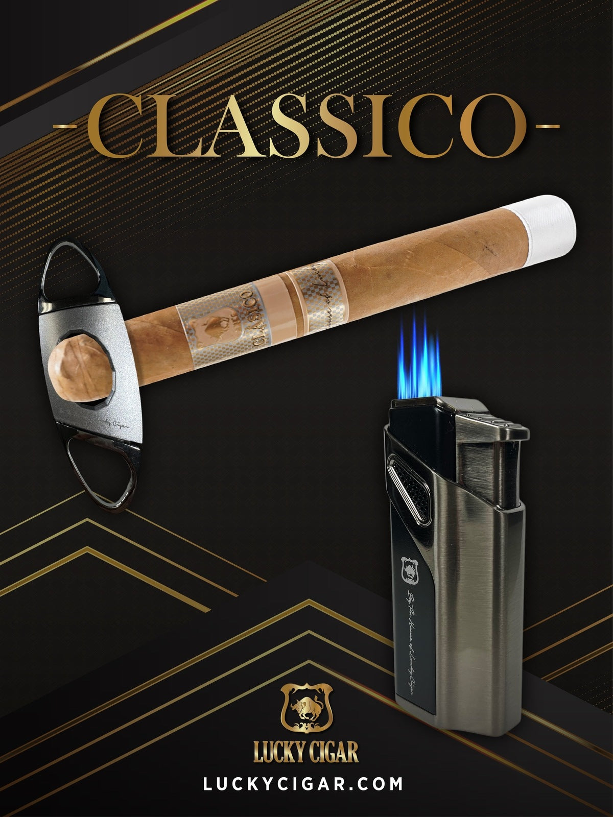 Classic Cigars - Classico by Lucky Cigar: Set of 1 Cigars, 1 Toro with Lighter, Cutter