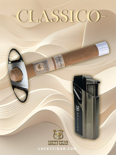 Classic Cigars - Classico by Lucky Cigar: Set of 1 Cigars, 1 Toro with Lighter, Cutter