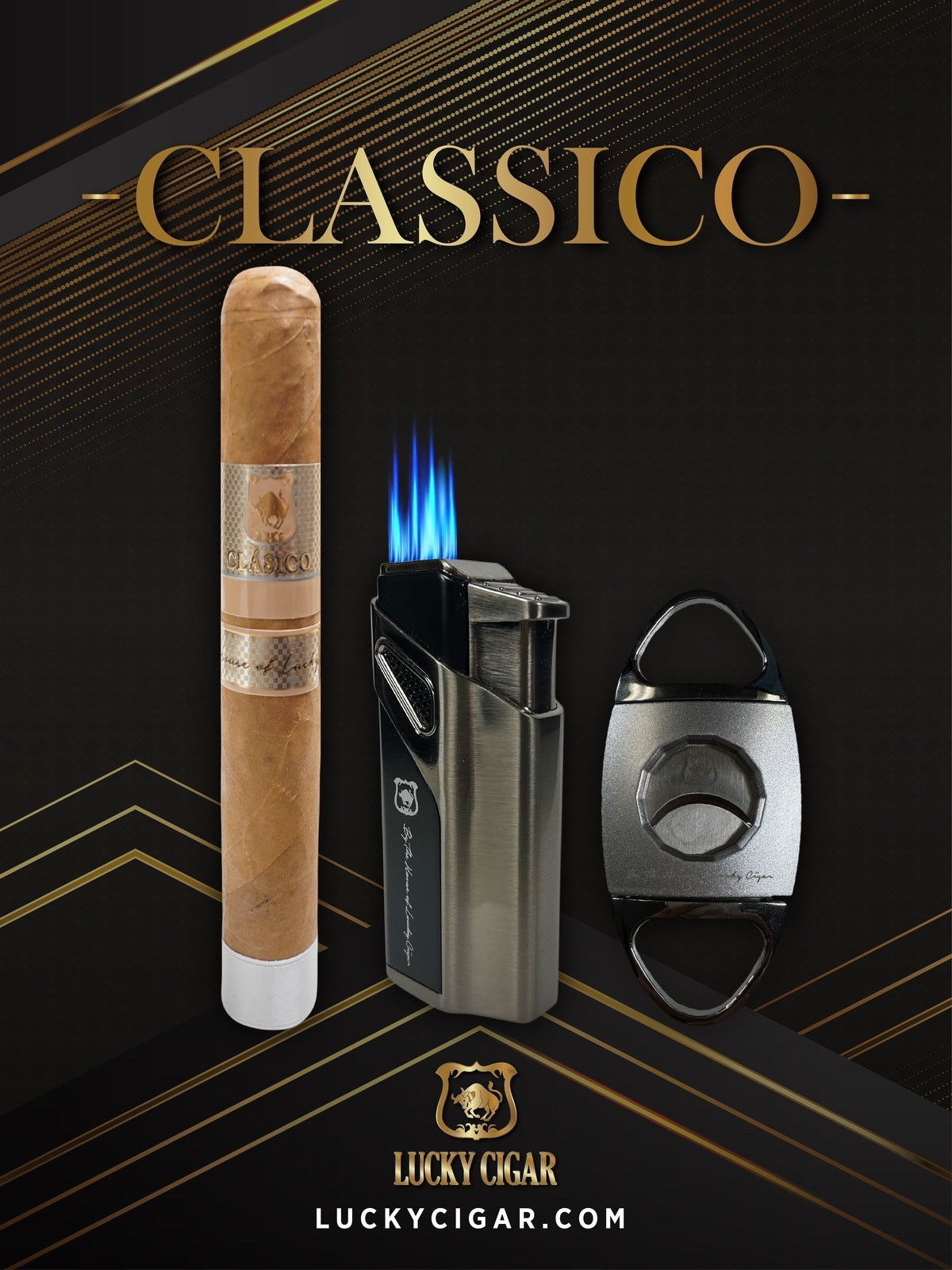 Classic Cigars - Classico by Lucky Cigar: Set of 1 Cigars, 1 Toro with Lighter, Cutter