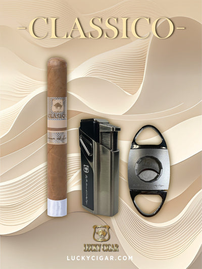 Classic Cigars - Classico by Lucky Cigar: Set of 1 Cigars, 1 Toro with Lighter, Cutter