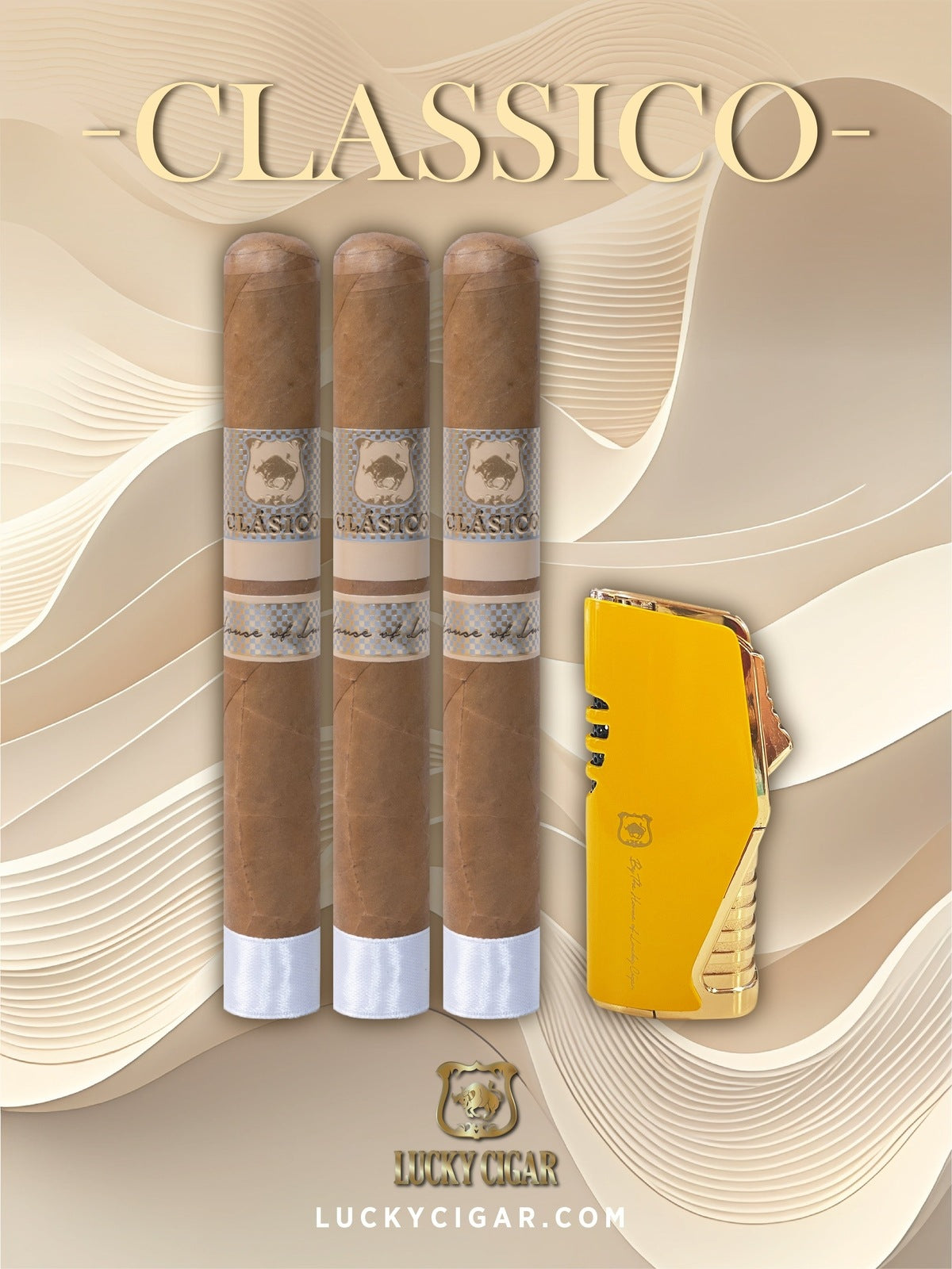 Classic Cigars - Classico by Lucky Cigar: Set of 3 Toro Cigars with Torch Lighter