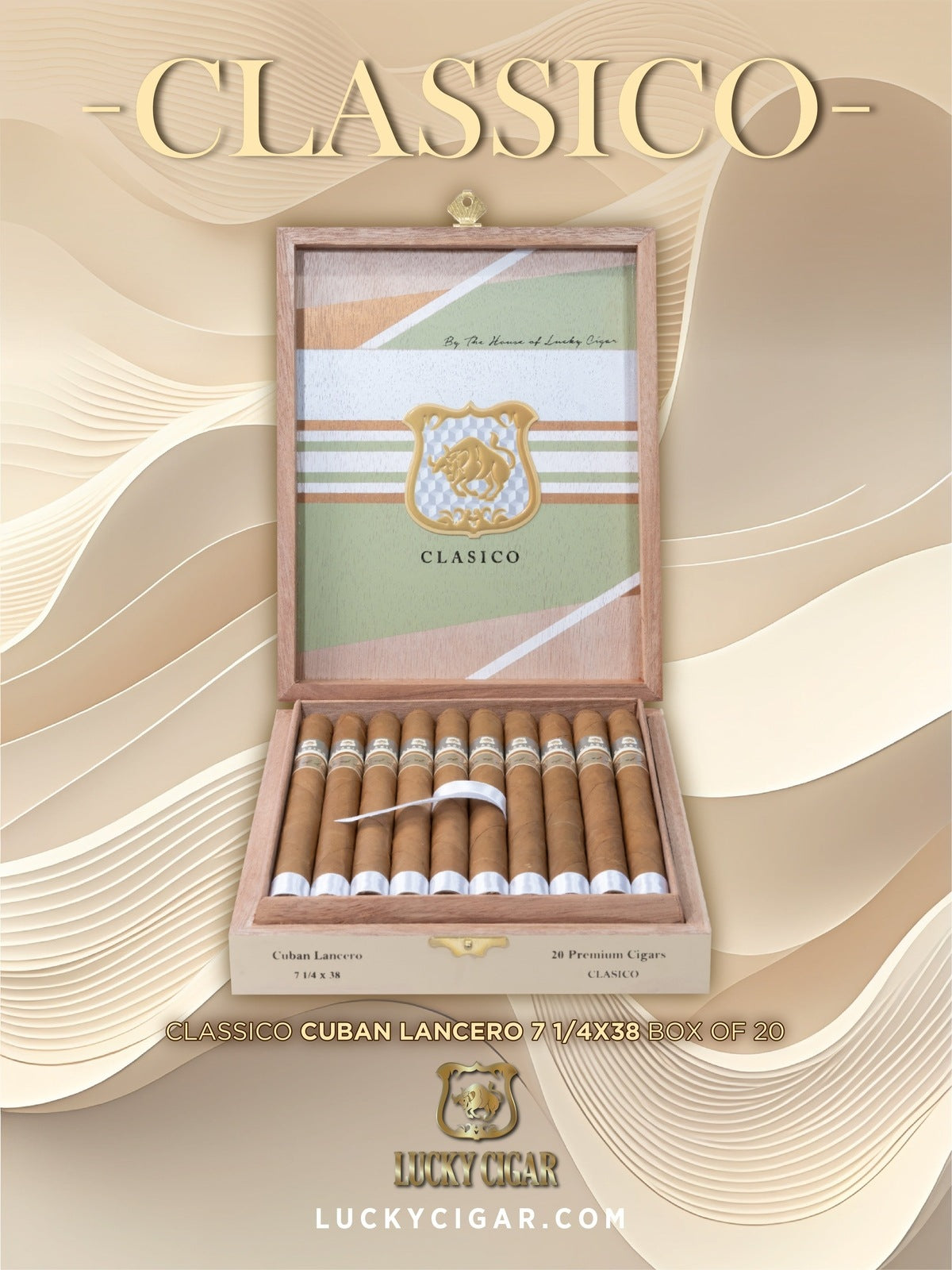 Classic Cigars - Classico by Lucky Cigar: Lancero 7 1/4 x 38 Box of 20
