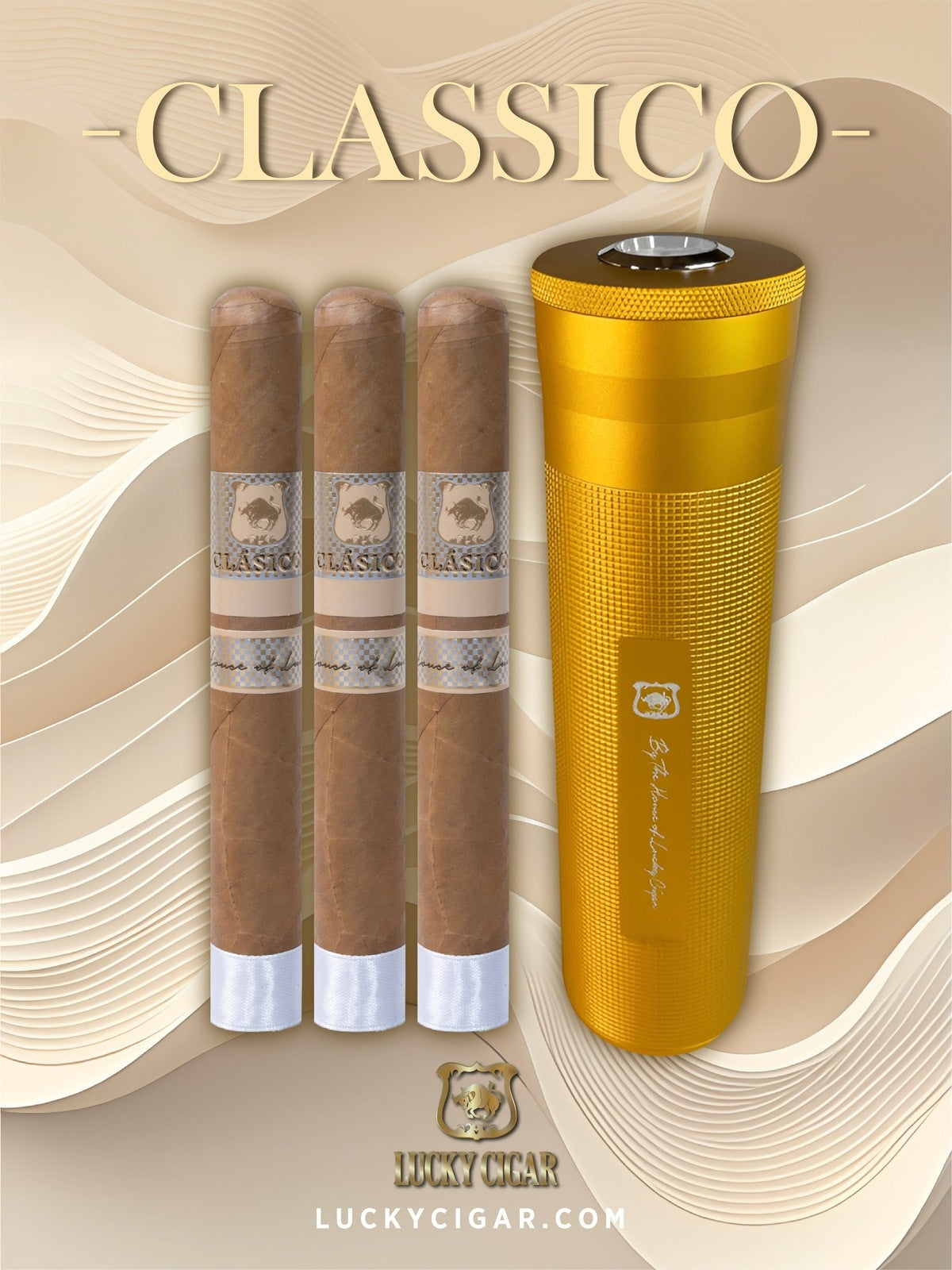 Lucky Cigar Sampler Sets: Set of 3 Classico Toro Cigars with Travel Humidor Tube with Hygrometer