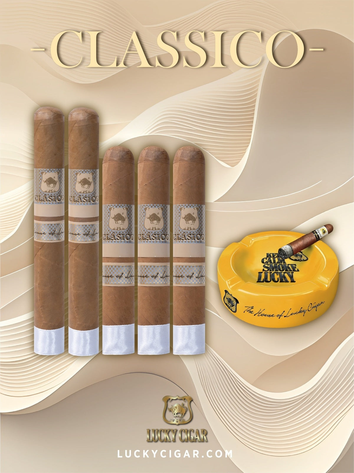 Classic Cigars - Classico By Lucky Cigar: Set of 5 Cigars with Ashtray