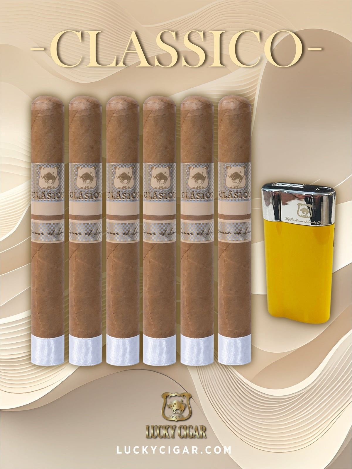 Classic Cigars - Classico by Lucky Cigar: Set of 6 Lonsdale with Lighter