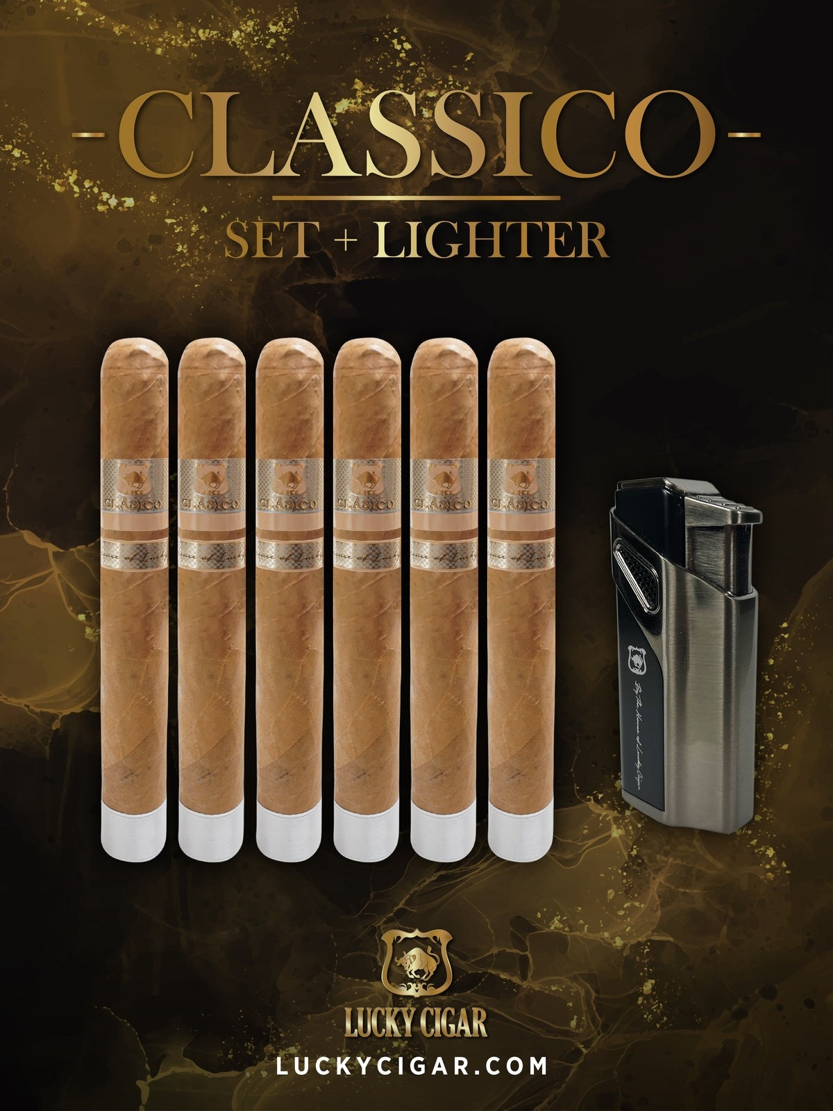 Classic Cigars - Classico by Lucky Cigar: Set of 6 Cigars, 6 Lonsdale with Torch