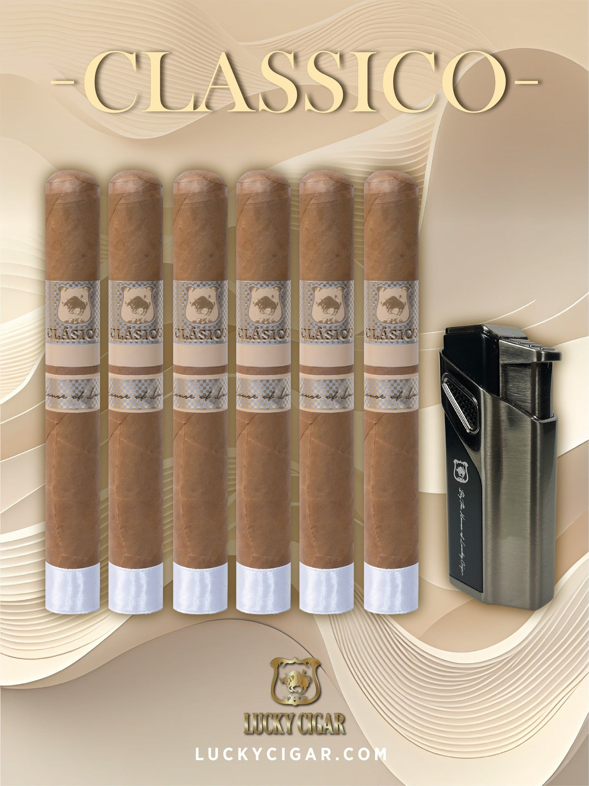 Classic Cigars - Classico by Lucky Cigar: Set of 6 Cigars, 6 Lonsdale with Torch