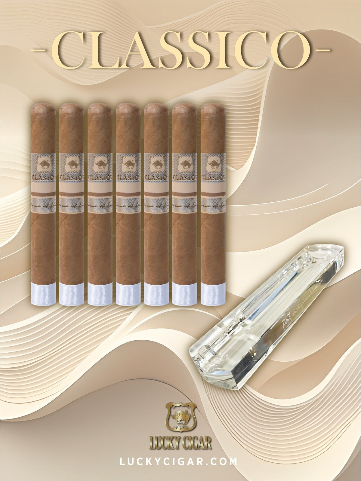 Classic Cigars - Classico by Lucky Cigar: Set of 7 Cigars Toro with Ashtray