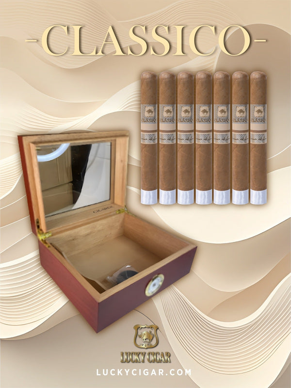 Lucky Cigar Sampler Sets: Set of 7 Classico Toro Cigars with Desk Humidor
