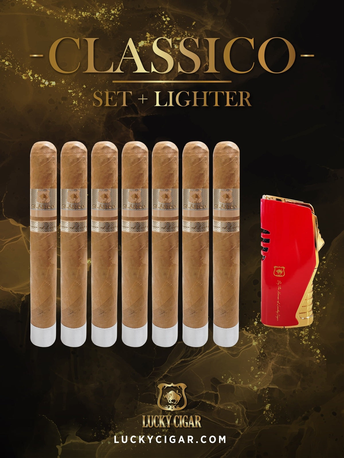 Classic Cigars - Classico by Lucky Cigar: Set of 7 Cigars, 7 Lonsdale with Red Torch