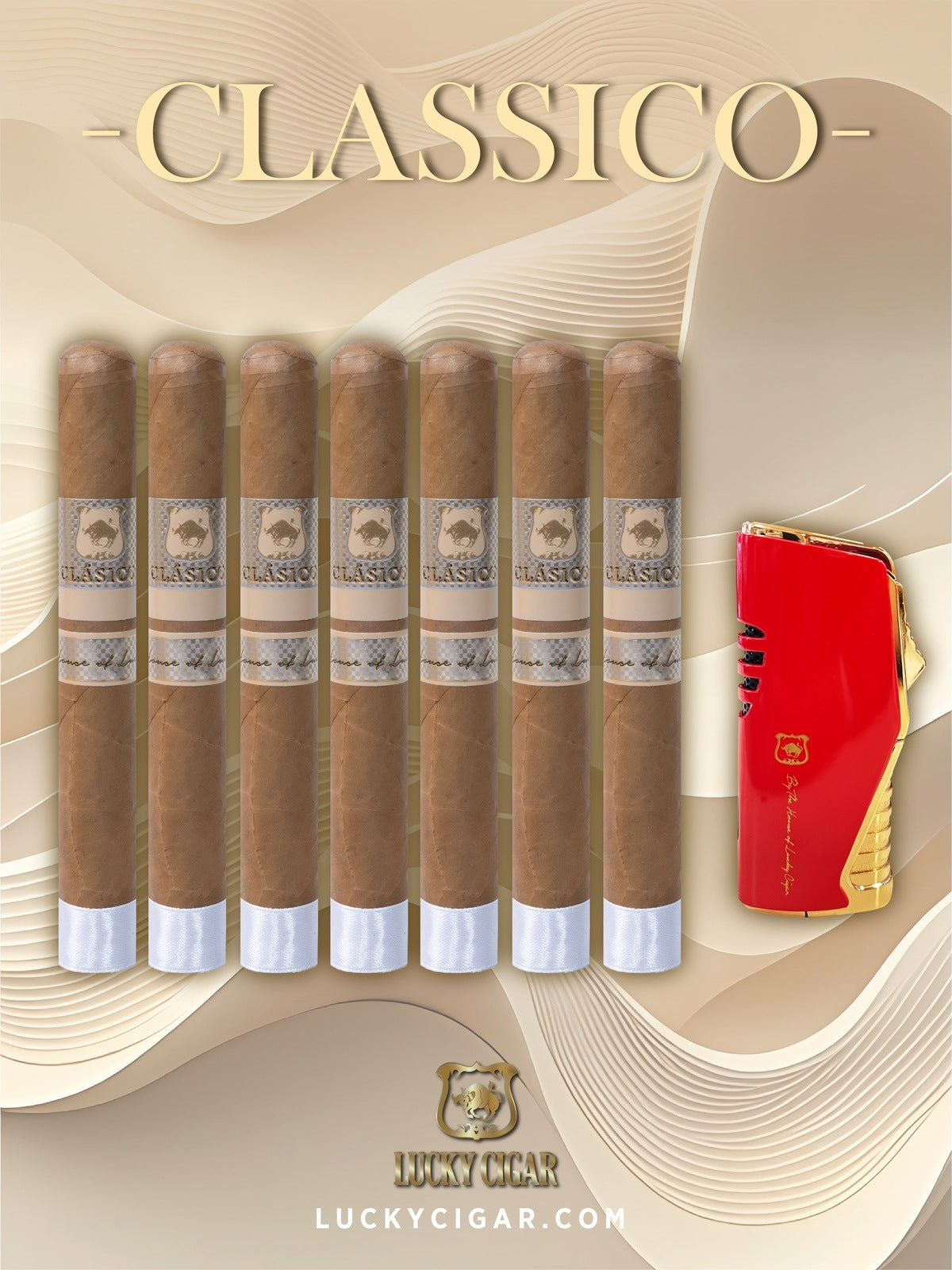 Classic Cigars - Classico by Lucky Cigar: Set of 7 Cigars, 7 Lonsdale with Red Torch