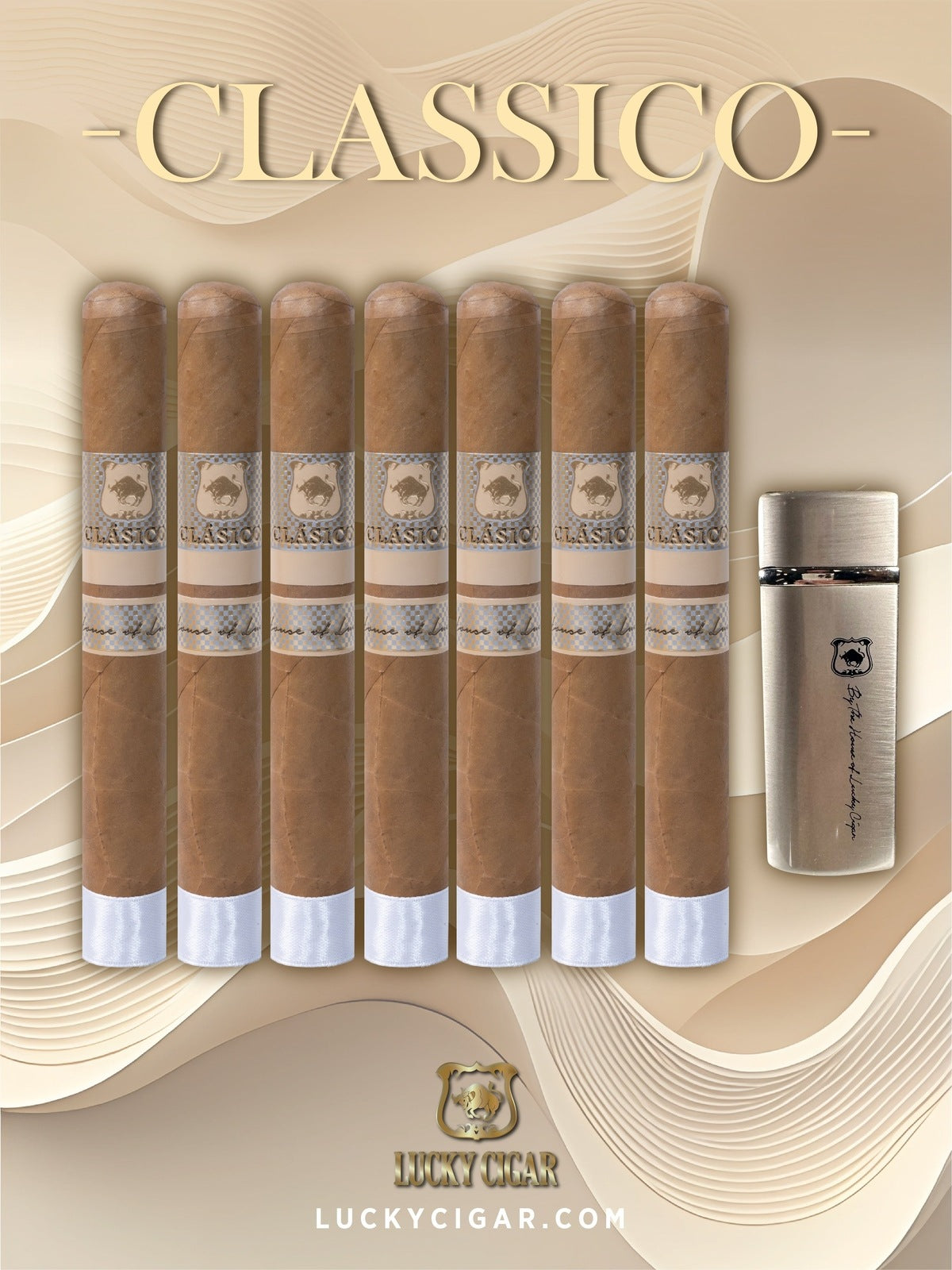 Lucky Cigar Sampler Sets: Set of 7 Classico Toro Cigars with Torch
