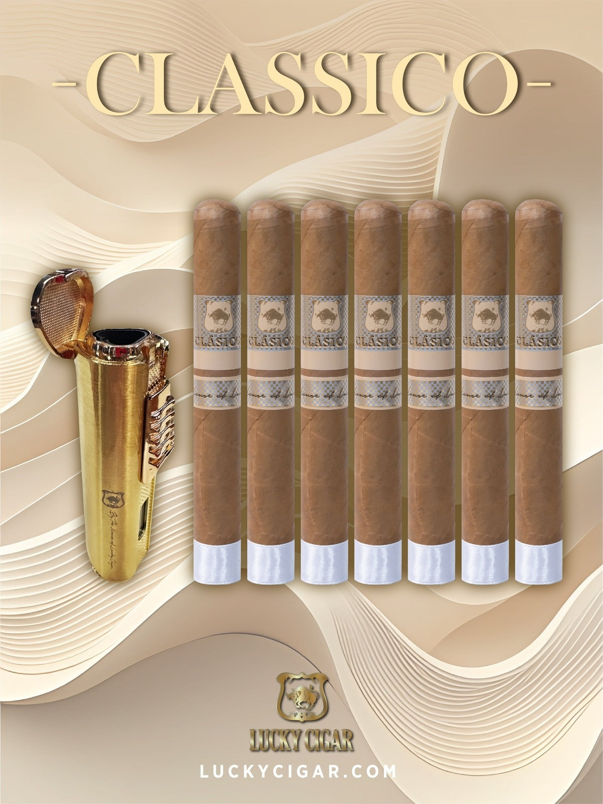 Lucky Cigar Sampler Sets: Set of 7 Classico Toro Cigars with Torch