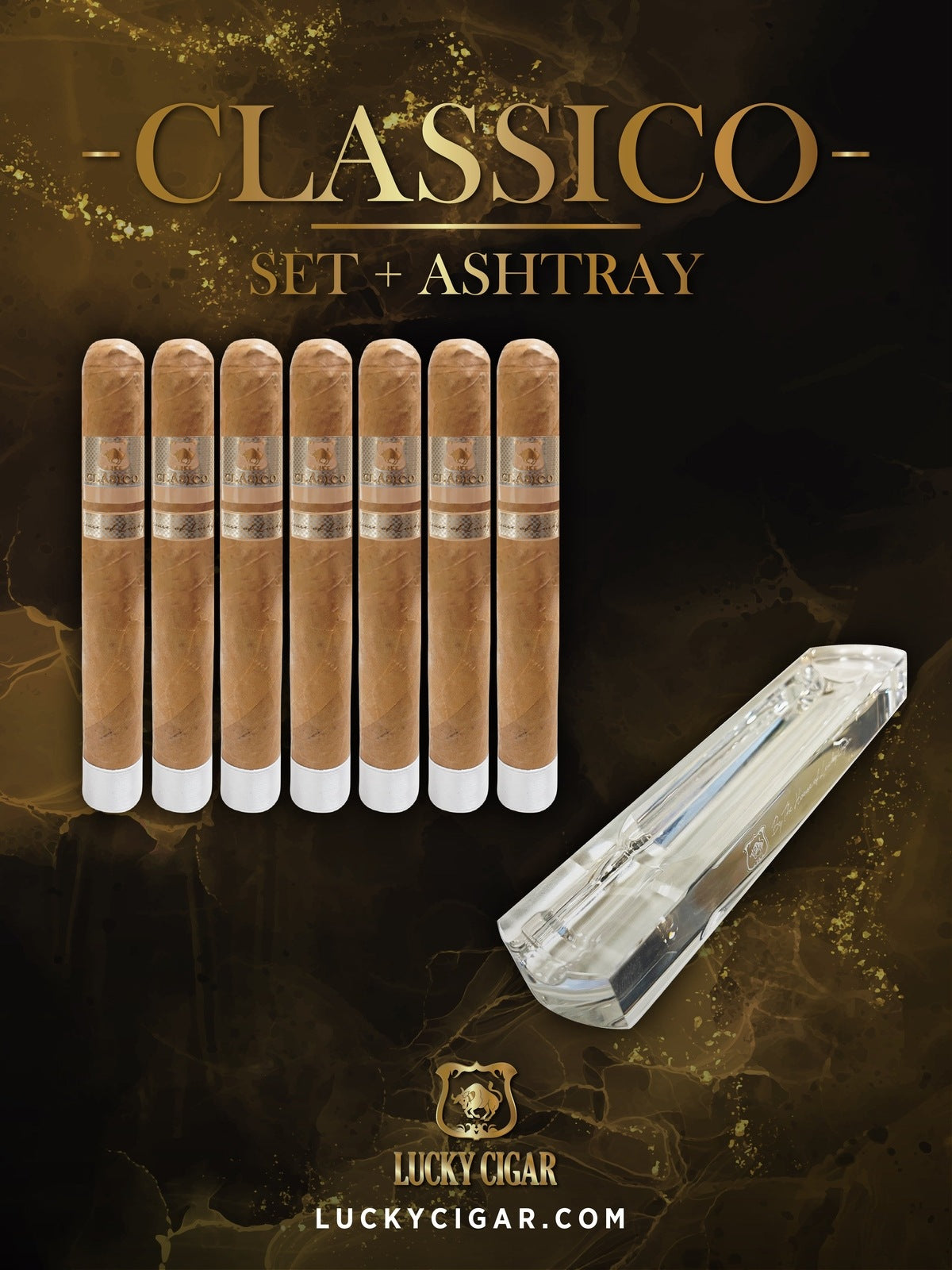 Classic Cigars - Classico by Lucky Cigar: Set of 7 Cigars Toro with Ashtray