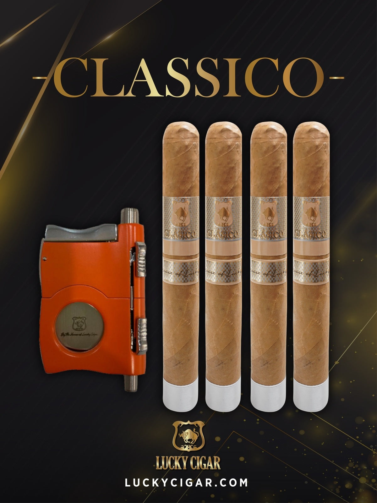Classic Cigars - Classico by Lucky Cigar: Set of 4 Cigars, 4 Toro with Cutter, Puncher