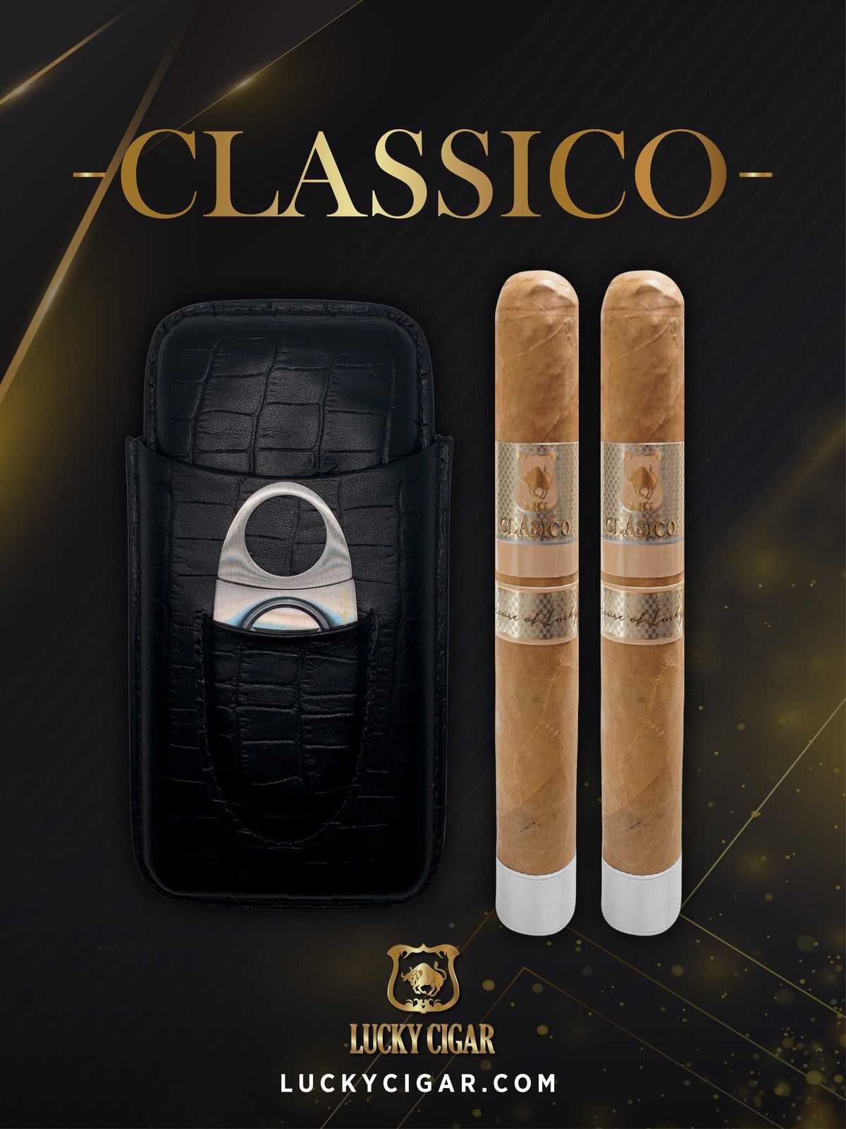 Lucky Cigar Sampler Sets: Set of 2 Cigars, Toro with Travel Case, Cutter