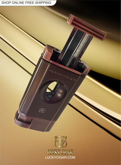 Cigar Lifestyle Accessories: Lucky Multifunction Torch Lighter in Brown Chrome