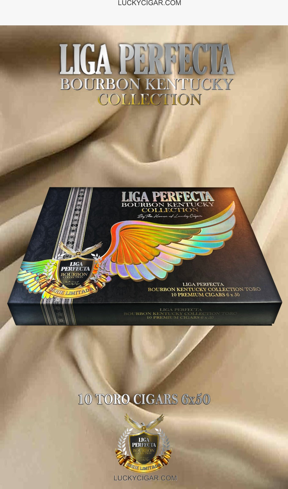 Infused Cigars: Liga Perfecta Kentucky bourbon Toro 6x50 Box of 10 Glass Tubes