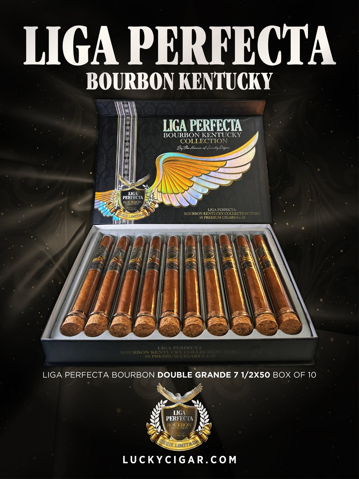 Infused Cigars: Liga Perfecta Kentucky Bourbon Double Grande 7.5x50 Box of 10
