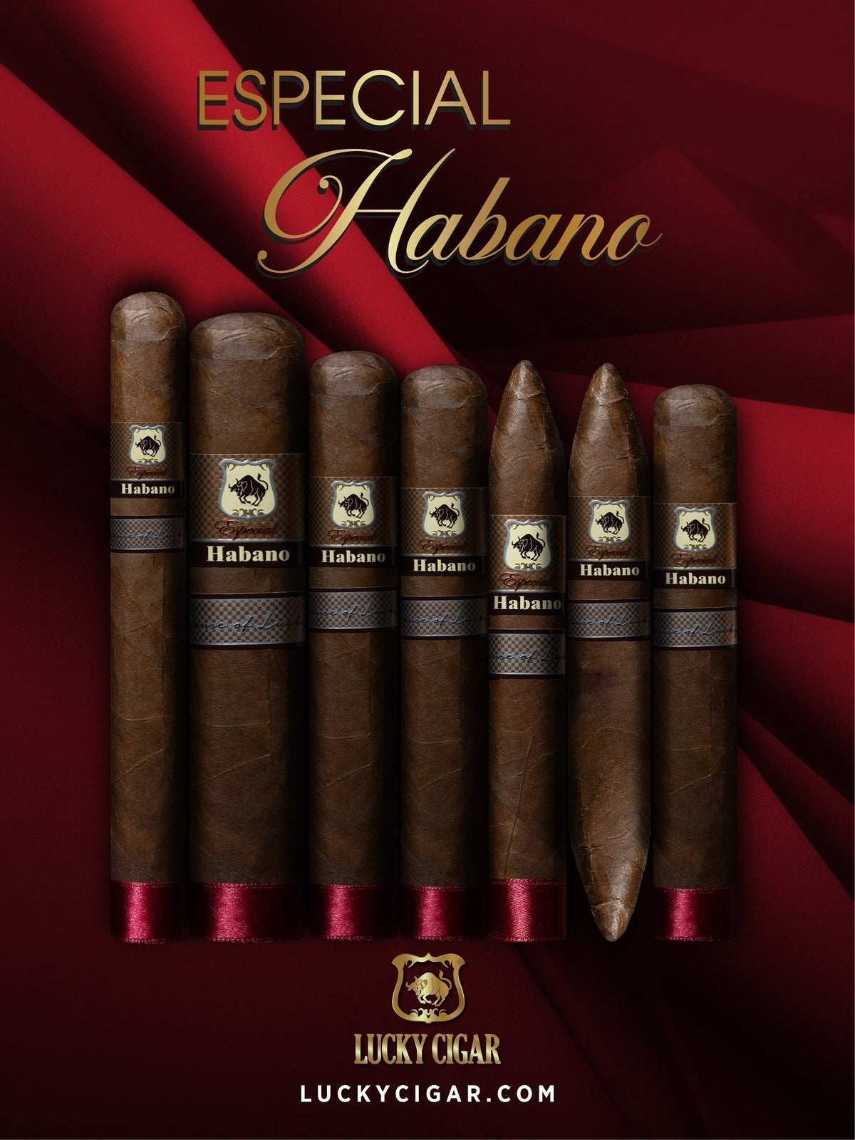 Sampler Sets: Set of 7 Especial Habano Cigars-  Robusto, Corona, Toro, Torpedo, Perfecto, Gigante, Toro Grande