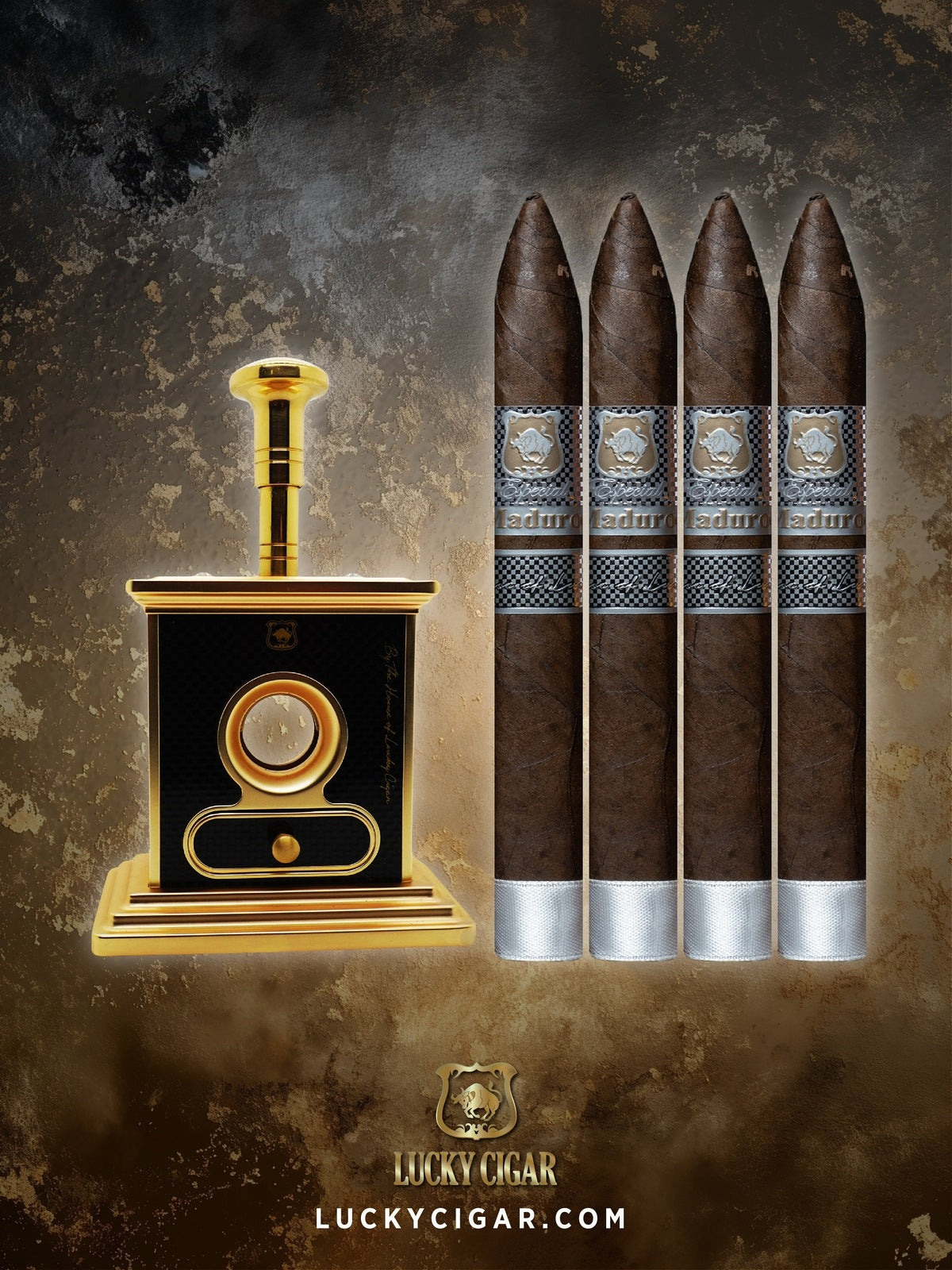 Lucky Cigar Sampler Sets: Set of 4 Especial Maduro Torpedo Cigars with Table Cutter
