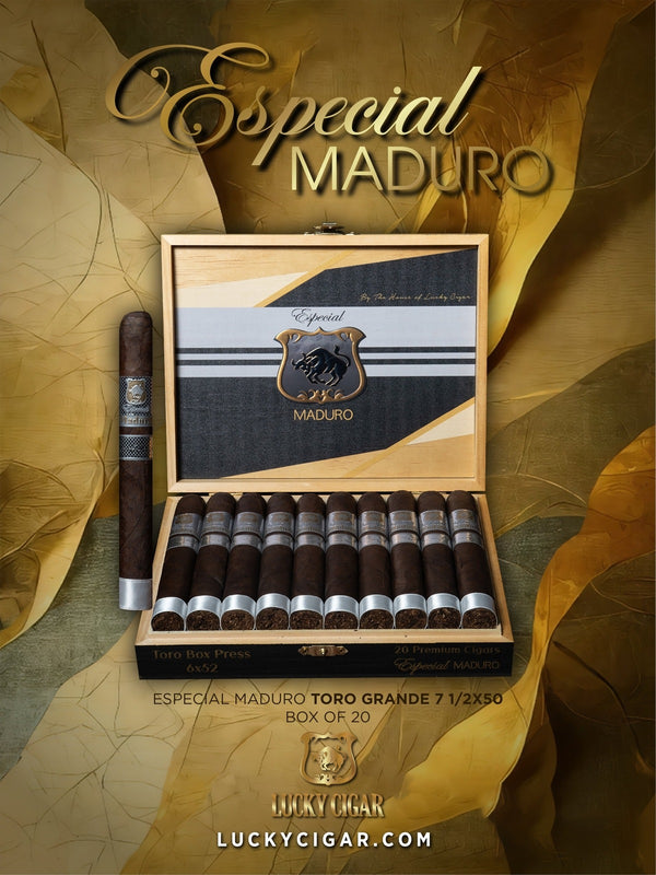 Maduro Cigars: Especial Maduro by Lucky Cigar: Toro Grande 7.5x50 Box of 20