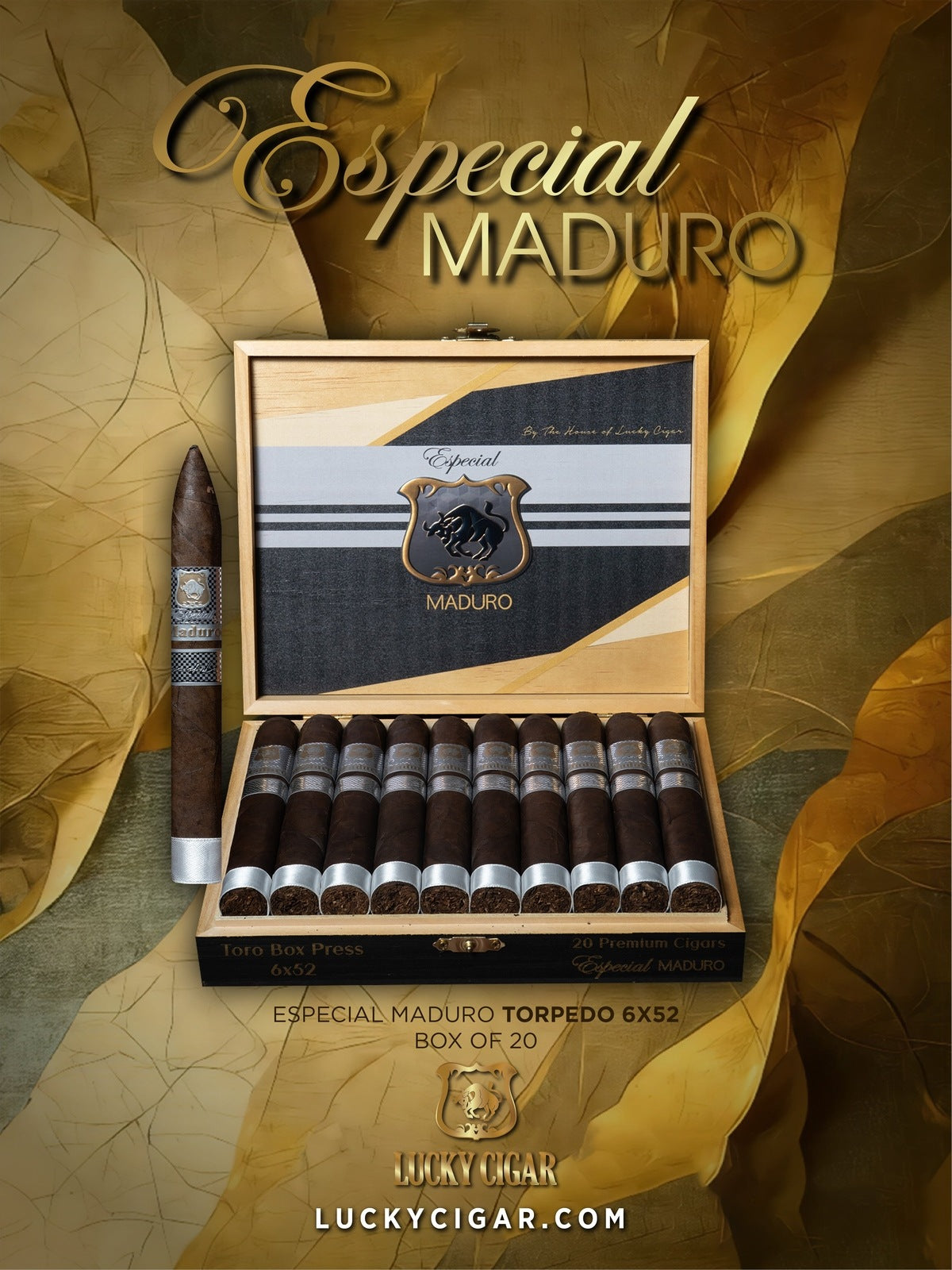 Maduro Cigars: Especial Maduro by Lucky Cigar: Torpedo 6x52 Box of 20
