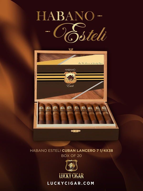 Habano Cigars: Habano Esteli by Lucky Cigar: Cuban Lancero 7 1/4 x 38 Box of 20
