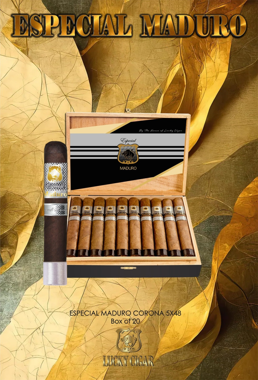 Maduro Cigars: Especial Maduro by Lucky Cigar: Corona 5x48 Box of 20