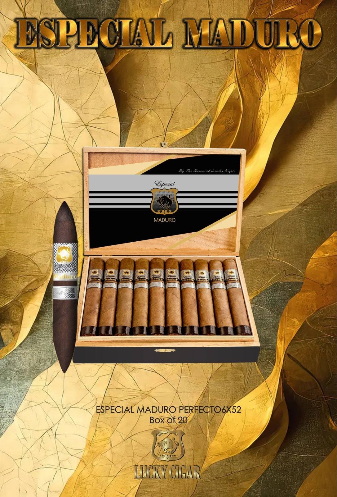 Maduro Cigars: Especial Maduro by Lucky Cigar: Perfecto 5x48 Box of 20