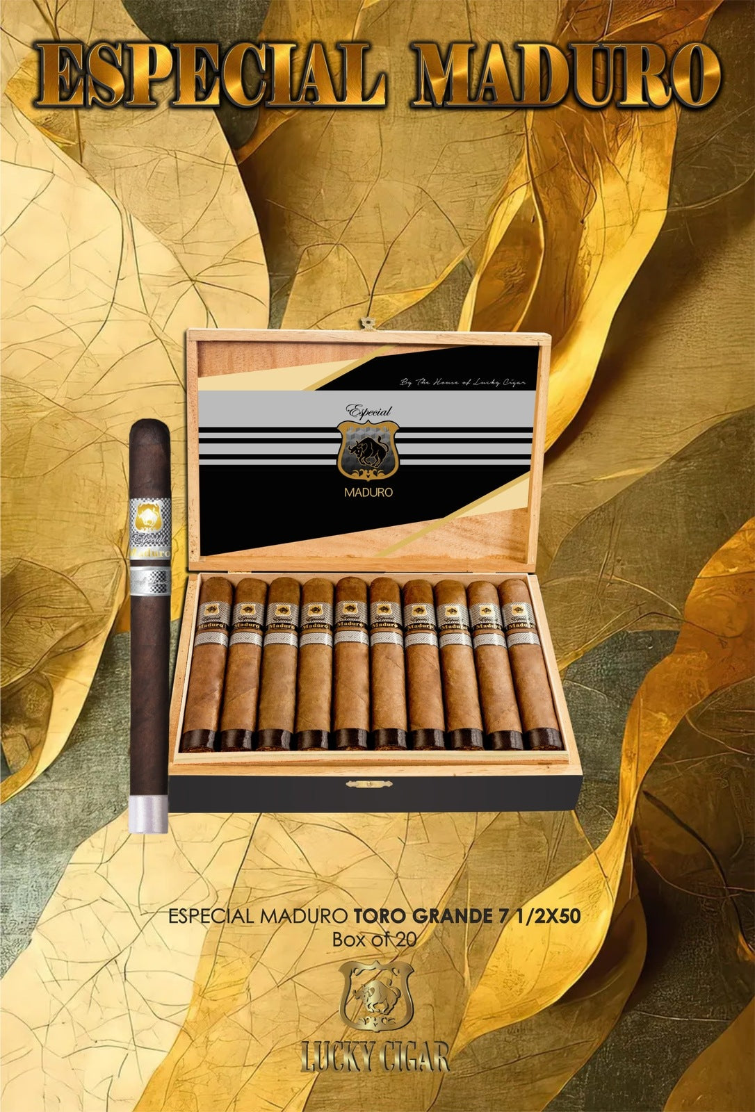 Maduro Cigars: Especial Maduro by Lucky Cigar: Toro Grande 7.5x50 Box of 20