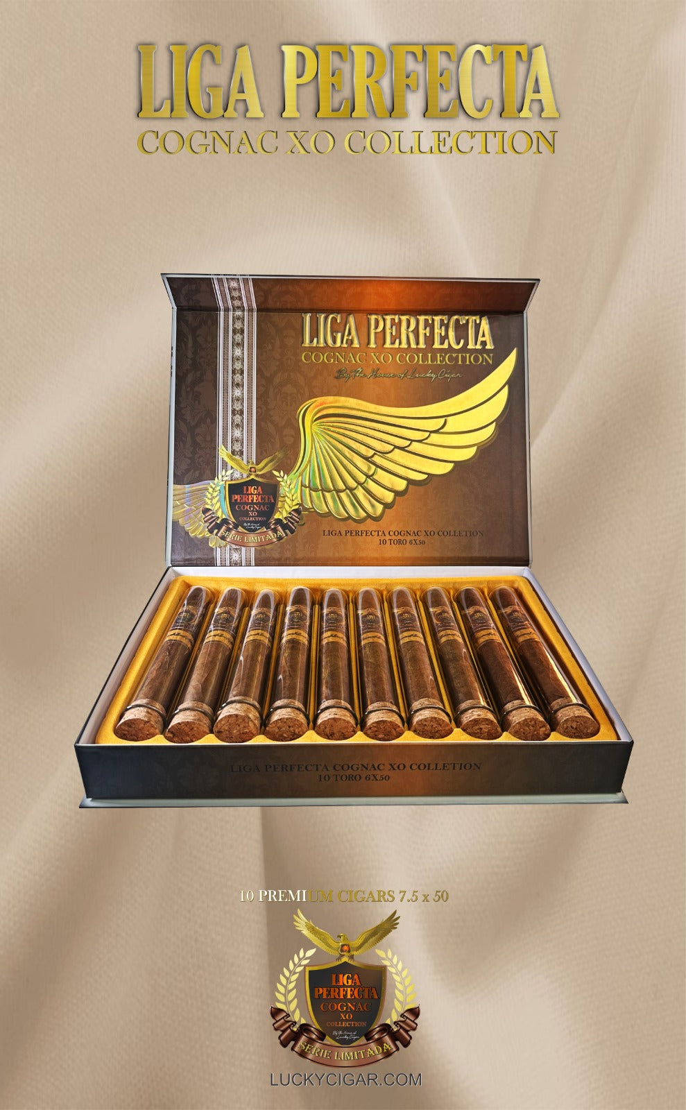 Infused Cigars: Liga Perfecta COGNAC Toro 6x50 Box of 10 Glass Tubes