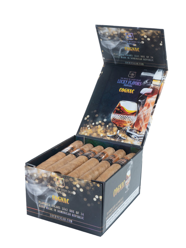 Flavored Cigars: Lucky Flavors Cognac 5x42 Box of 24 Cigars