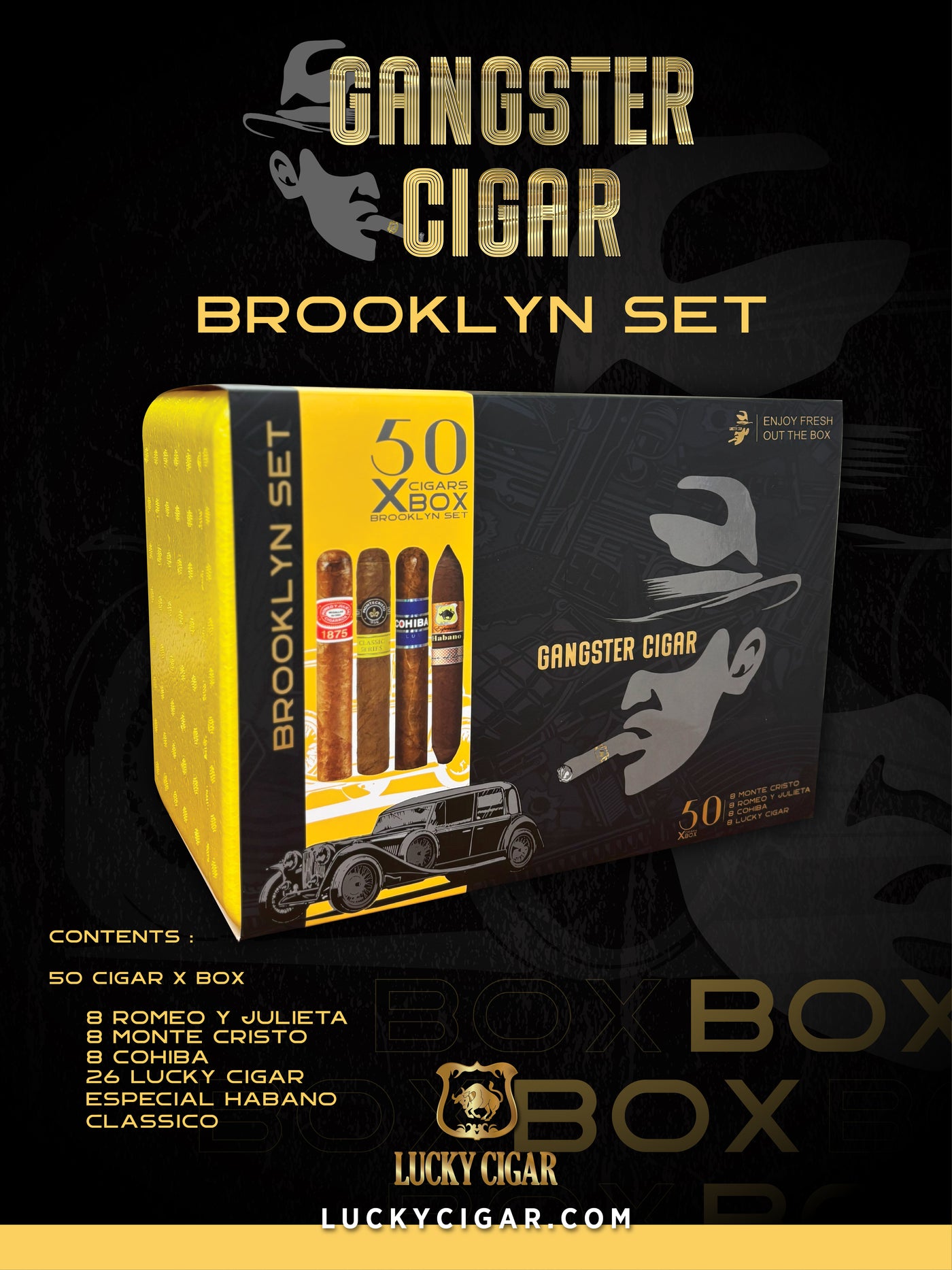 Gangster Cigars By Lucky Cigar: Brooklyn Set of 50 Cigars