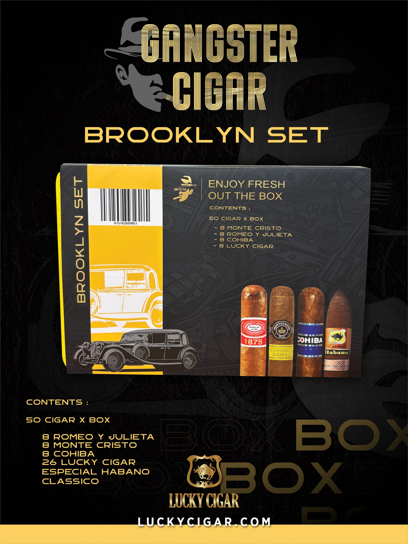 Gangster Cigars By Lucky Cigar: Brooklyn Set of 50 Cigars