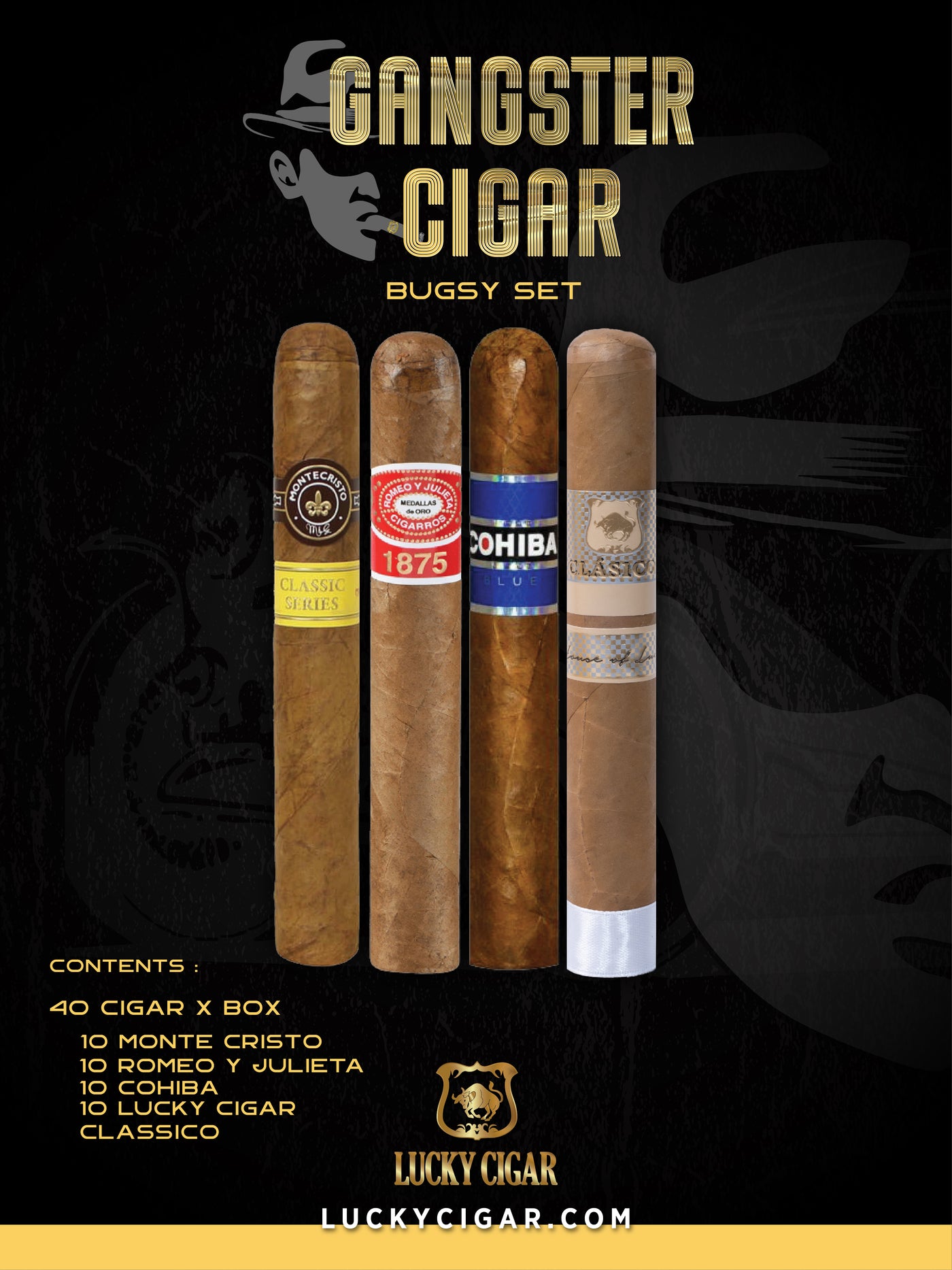 Gangster Cigars By Lucky Cigar: Bugsy Set of 40 Cigars
