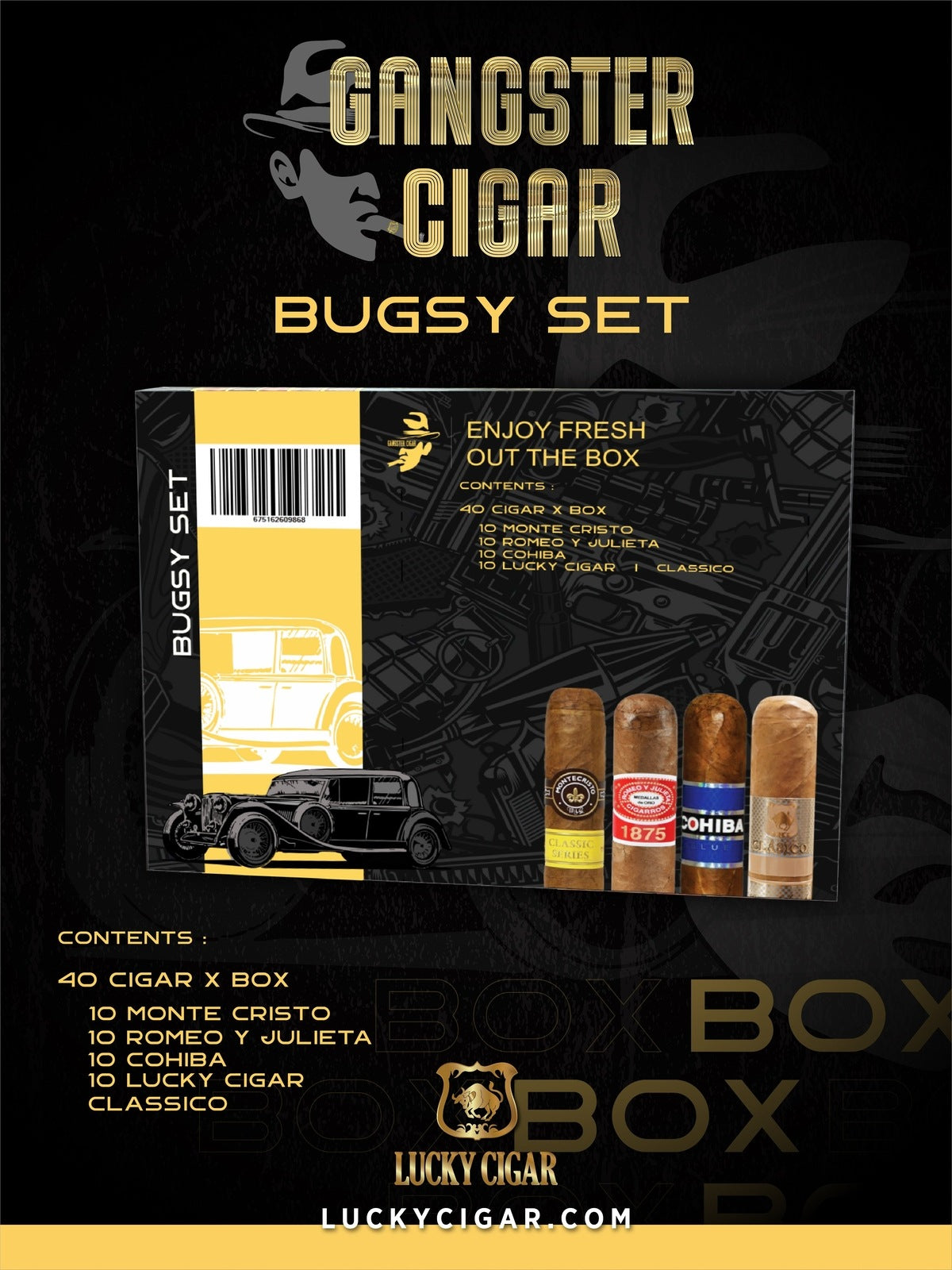 Gangster Cigars By Lucky Cigar: Bugsy Set of 40 Cigars