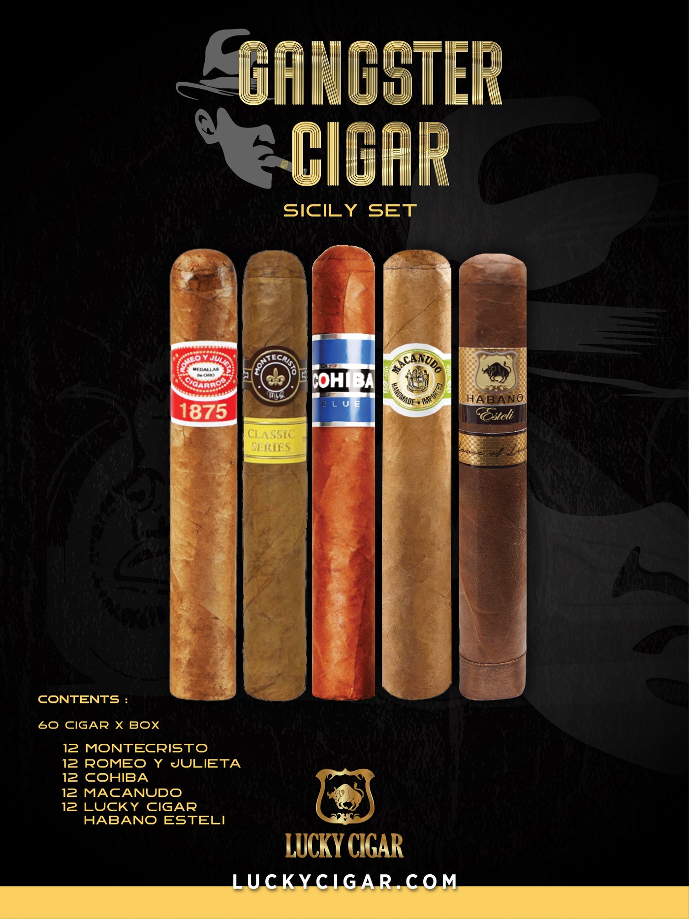 Gangster Cigars By Lucky Cigar: Sicily Set of 60 Cigars