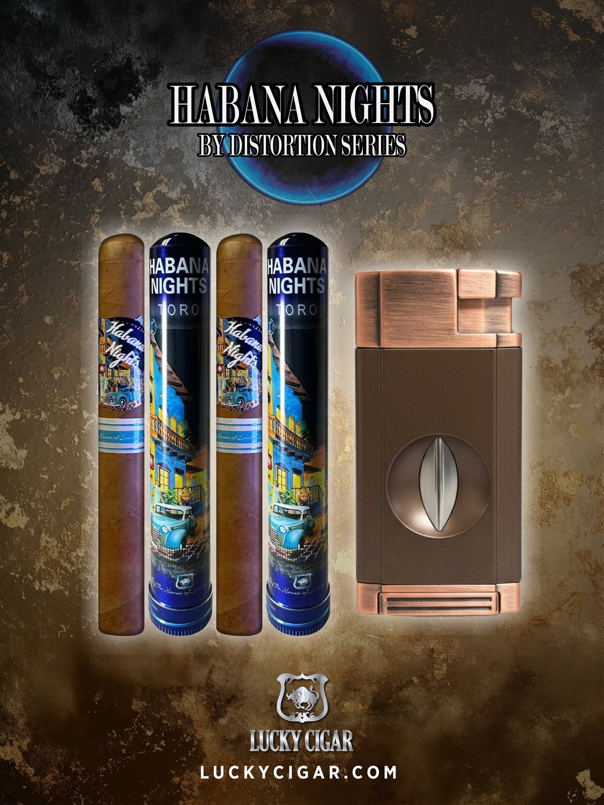 Habana Nights 6x50 Cigar From The Distortion Series: 2 Cigars with V Cutter Brown