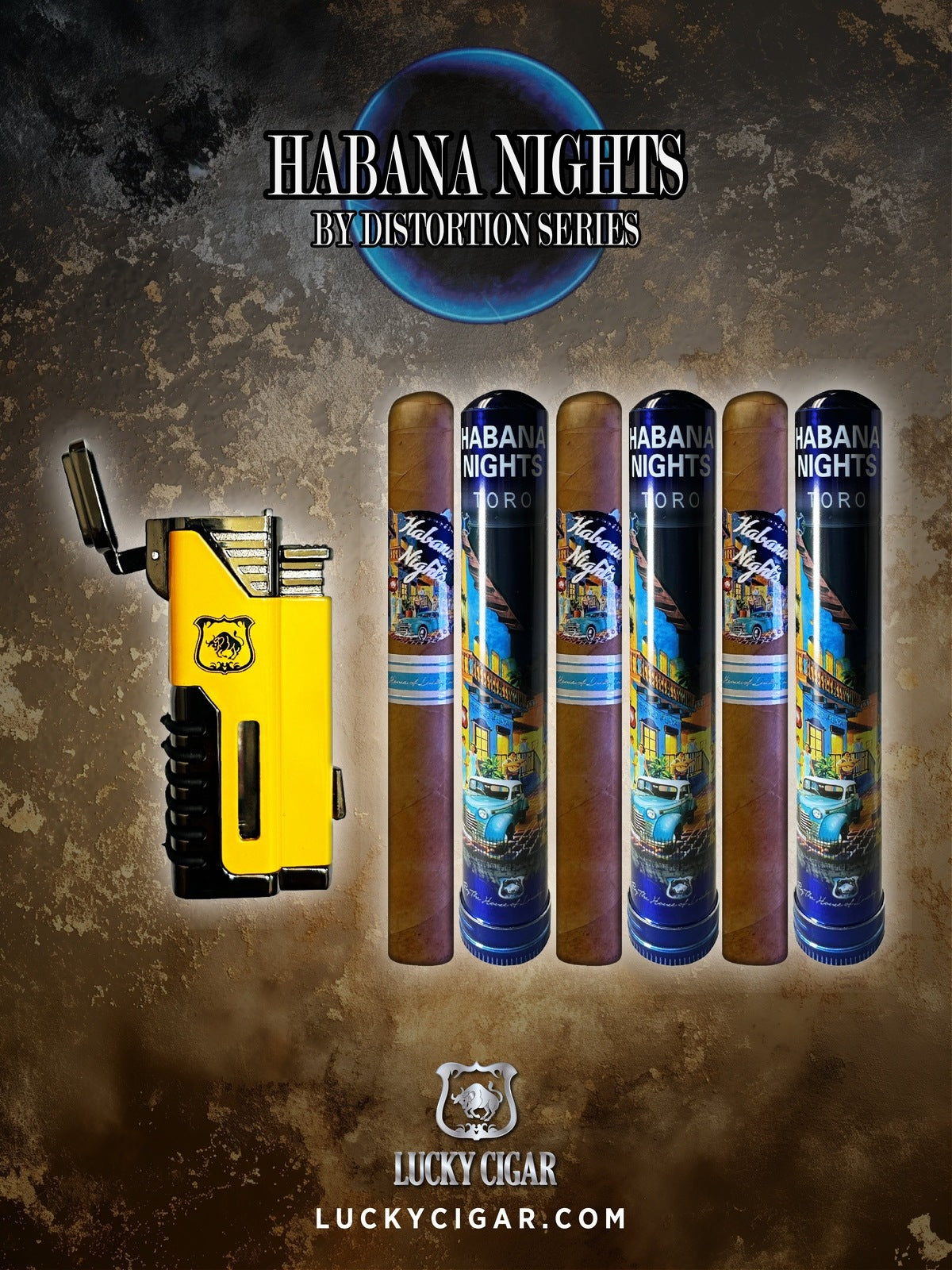 Habana Nights 6x50 Cigar From The Distortion Series: 3 Cigars with Catterpillar